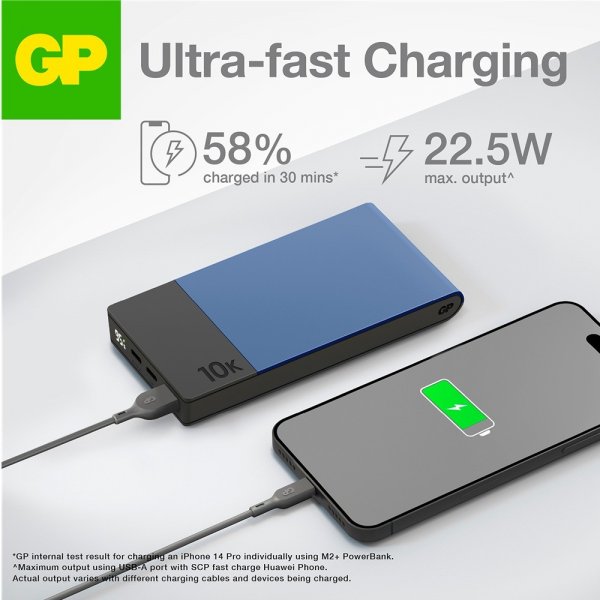 GP Powerbank M2+ 10 000 mAh Blå