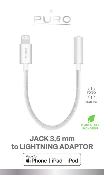 Puro Adapter Lightning till 3.5mm Vit