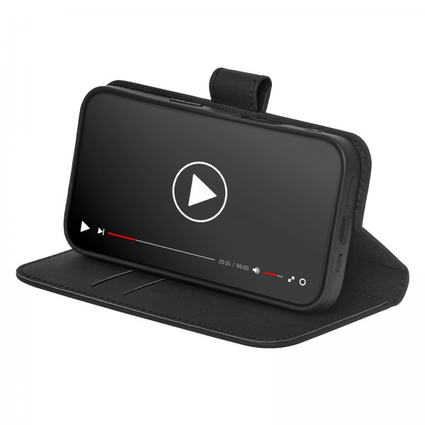Puro iPhone 15 Fodral Wallet Stand Svart