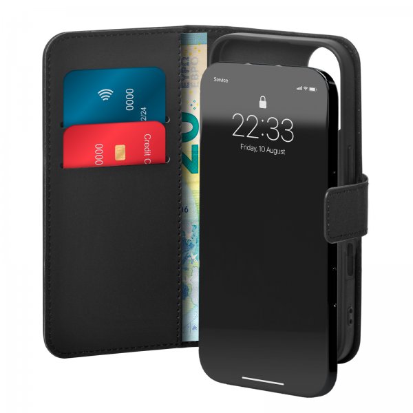 Puro iPhone 16 Plus Fodral Wallet Stand Svart