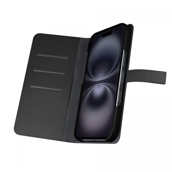 Puro iPhone 16 Plus Fodral Wallet Stand Svart