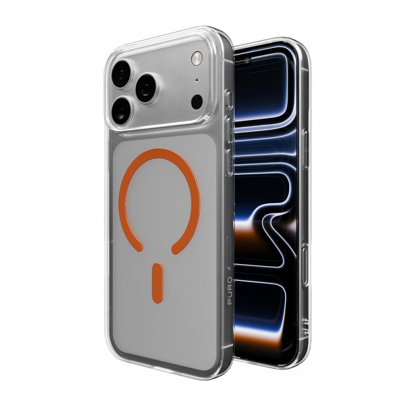 Puro iPhone 17 Pro Max Skal Lite Mag Transparent Orange