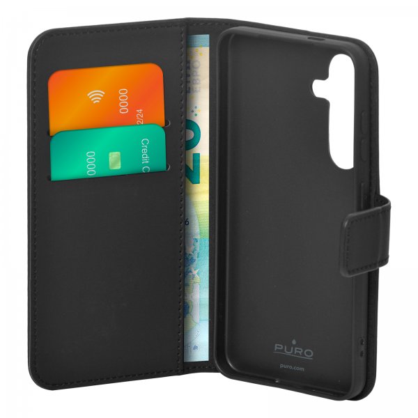 Puro Samsung Galaxy S24 Fodral Wallet Stand Svart