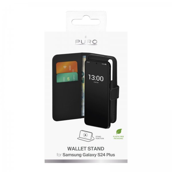 Puro Samsung Galaxy S24 Plus Fodral Wallet Stand Svart