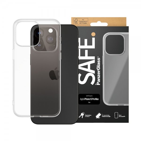 SAFE by PanzerGlass iPhone 15 Pro Max Skal Soft TPU Case Transparent