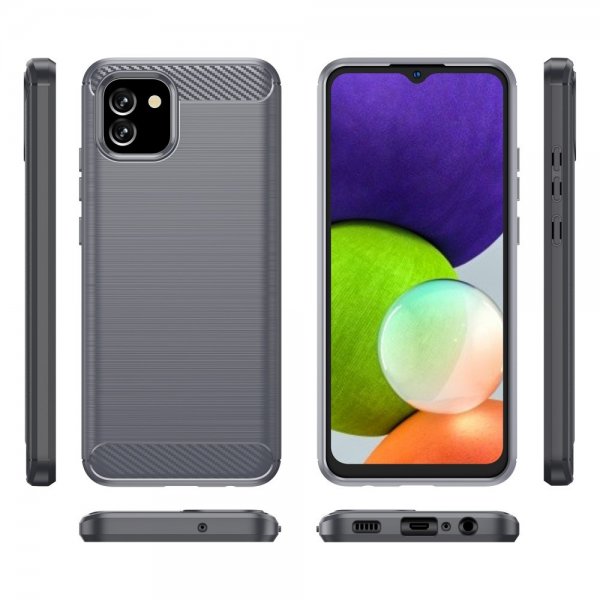 Samsung Galaxy A03 Skal Borstad Kolfibertextur Grå