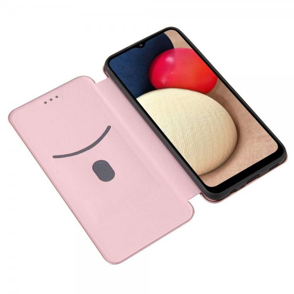 Samsung Galaxy A03s Fodral Kolfibertextur Roseguld