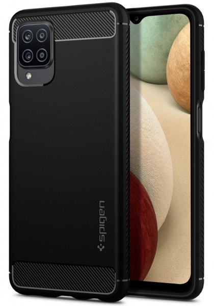Spigen Samsung Galaxy A12 Skal Rugged Armor Matte Black