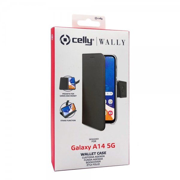 Celly Samsung Galaxy A14 Fodral Wally Wallet Case Svart