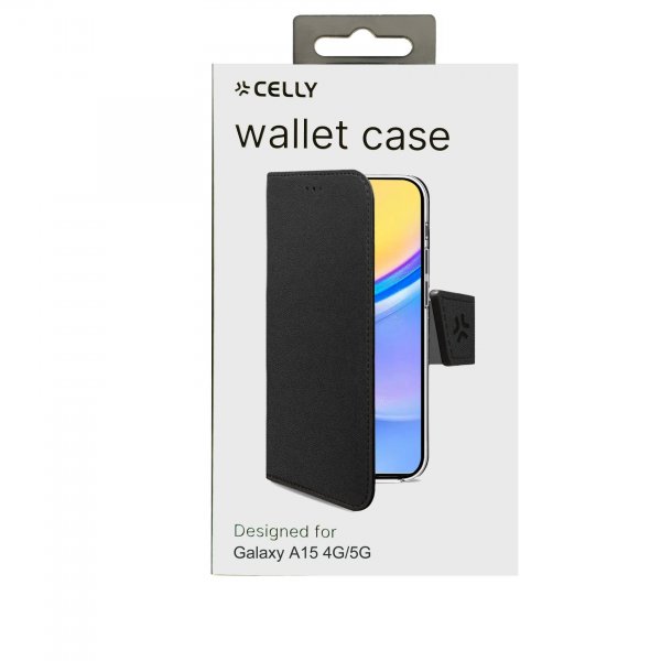 Celly Samsung Galaxy A15 Fodral Wally Wallet Case Svart