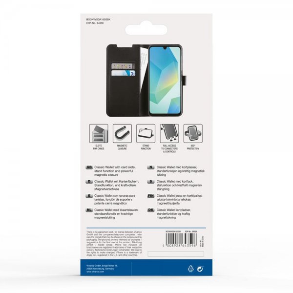 Vivanco Samsung Galaxy A16 Fodral Classic Wallet Svart