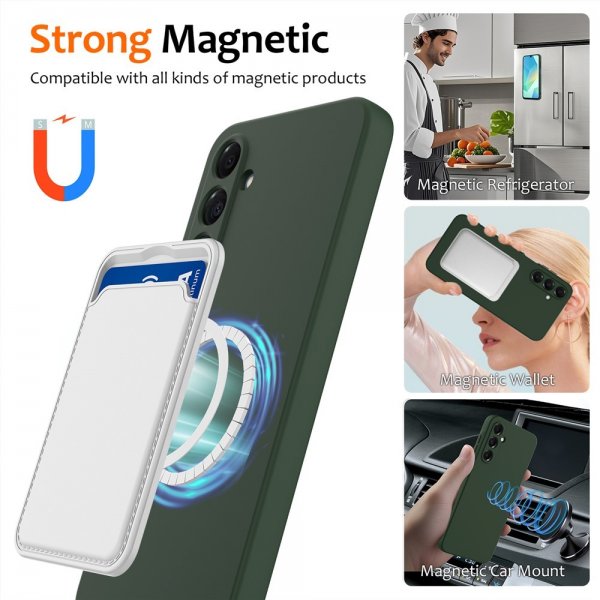 Samsung Galaxy A16 Skal med Strap Silikon MagSafe Mörkgrön