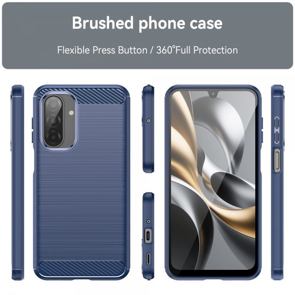 Samsung Galaxy A17 Skal Borstad Kolfibertextur Blå