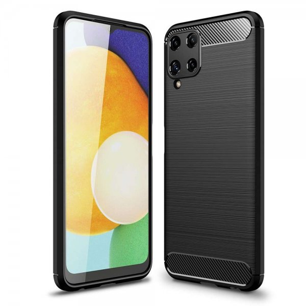 Samsung Galaxy A22 4G Skal Borstad Kolfibertextur Svart