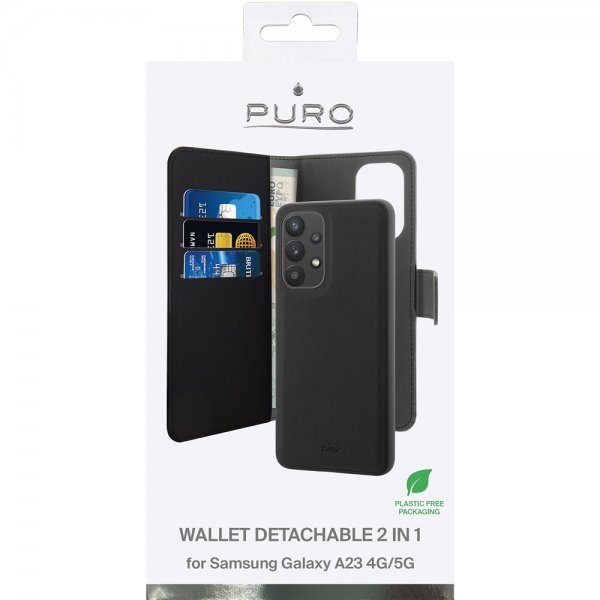 Puro Samsung Galaxy A23 5G Fodral Wallet Detachable 2 in 1 Svart