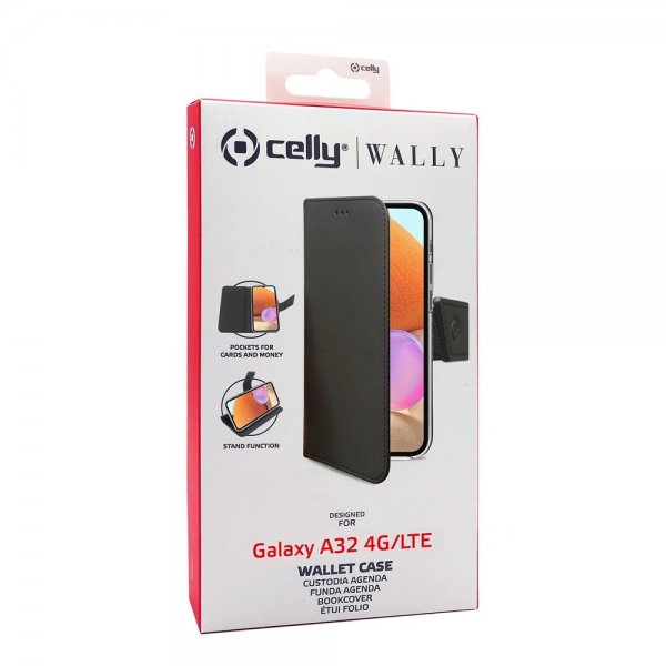 Celly Samsung Galaxy A32 4G Fodral Wally Wallet Case Svart