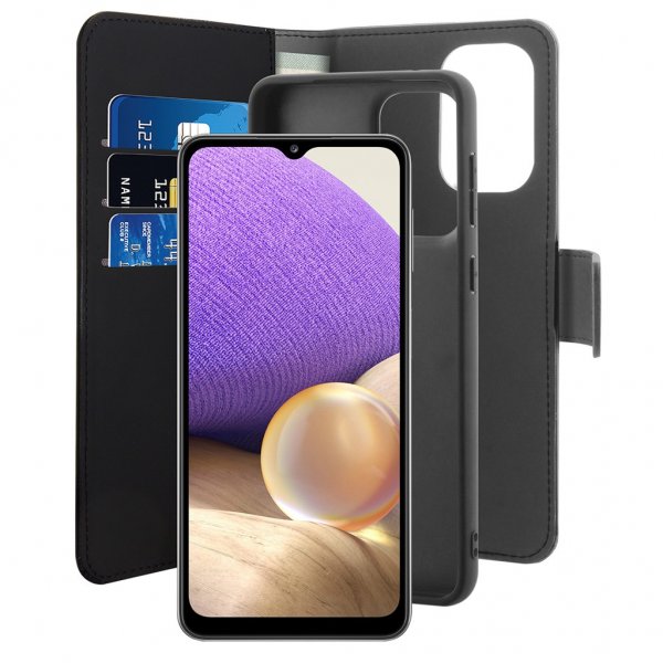 Puro Samsung Galaxy A33 5G Fodral 2 in 1 Wallet Case Löstagbart Skal Svart