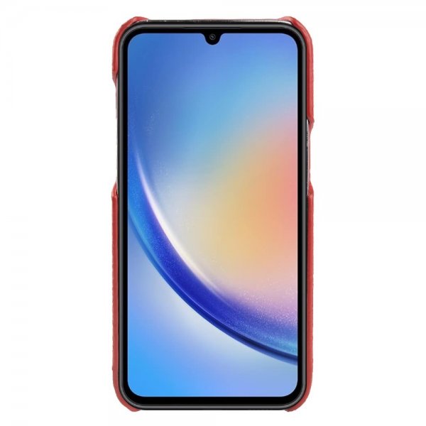 Samsung Galaxy A34 5G Skal Äkta Läder Röd