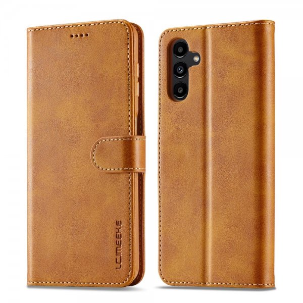 Lc.Imeeke Samsung Galaxy A35 Fodral med Kortfack Stativfunktion Ljusbrun