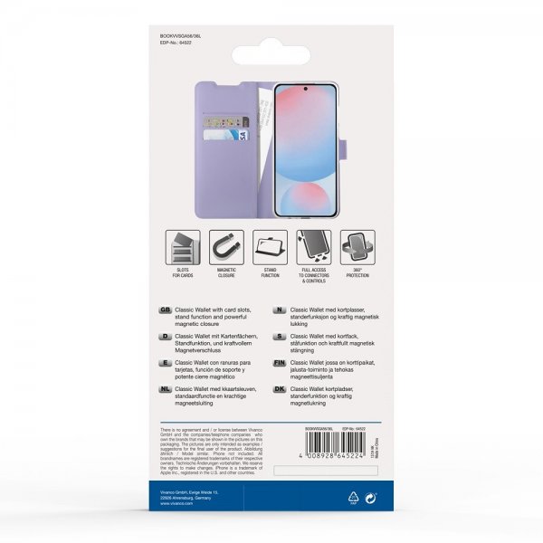 Vivanco Samsung Galaxy A36/Galaxy A56 Fodral Classic Wallet Lavendel