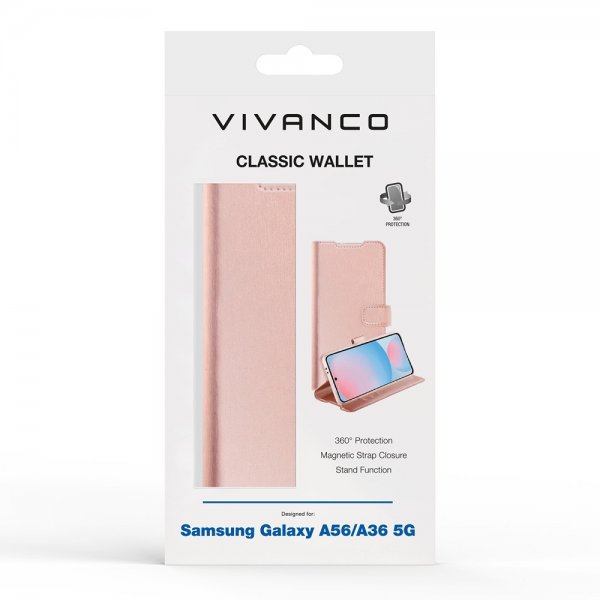 Vivanco Samsung Galaxy A36/Galaxy A56 Fodral Classic Wallet Roseguld