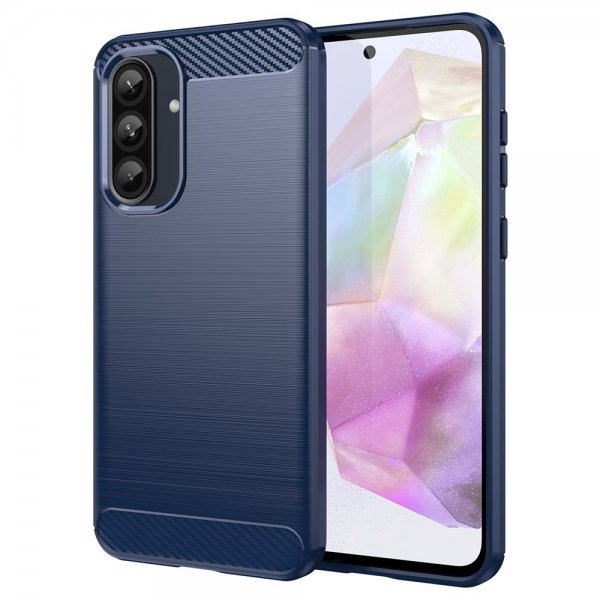 Samsung Galaxy A36/Galaxy A56 Skal Borstad Kolfibertextur Blå