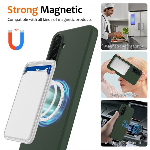 Samsung Galaxy A36/Galaxy A56 Skal med Strap Silikon MagSafe Mörkgrön