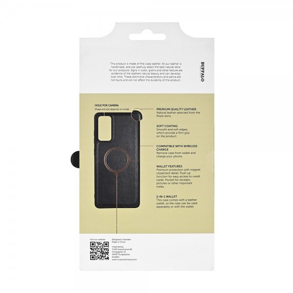 Buffalo Samsung Galaxy A37 Fodral 2-i-1 Äkta Läder 3 Kortfack Svart