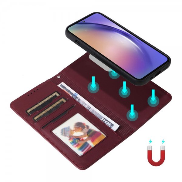 Betopnice Samsung Galaxy A55 Fodral med Löstagbart Skal 005 Röd