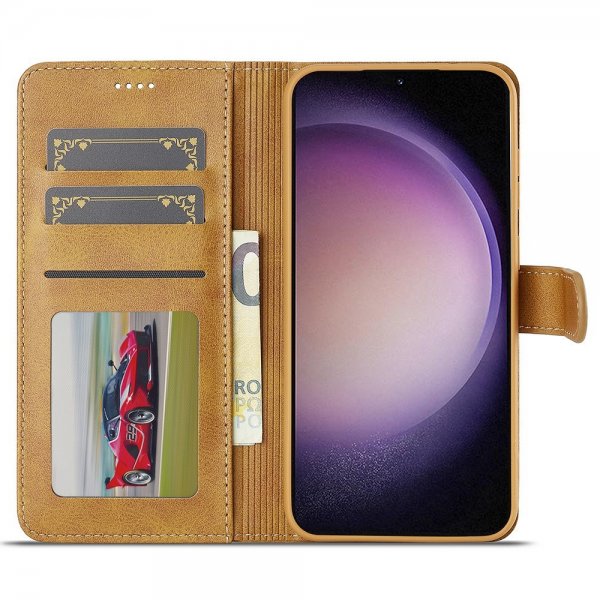 Lc.Imeeke Samsung Galaxy A56 Fodral med Kortfack Stativfunktion Ljusbrun