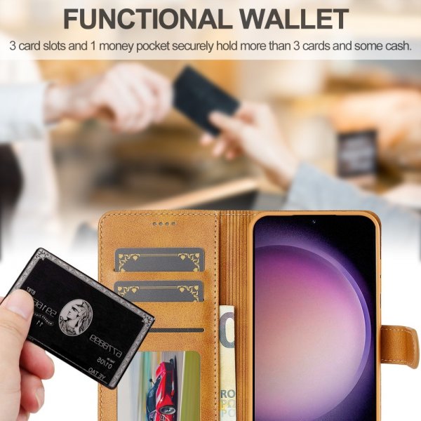 Lc.Imeeke Samsung Galaxy A56 Fodral med Kortfack Stativfunktion Ljusbrun