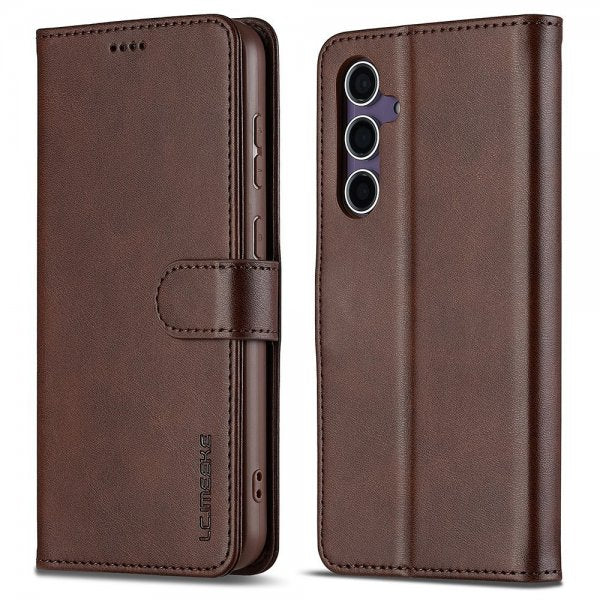 Lc.Imeeke Samsung Galaxy A56 Fodral med Kortfack Stativfunktion Mörkbrun