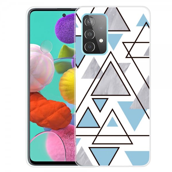 Samsung Galaxy A72 Skal Marmortrianglar Ljusblå