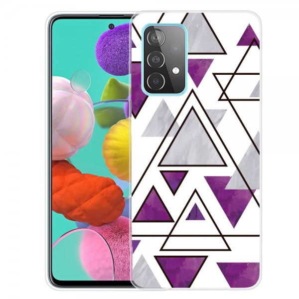 Samsung Galaxy A72 Skal Marmortrianglar Mörklila