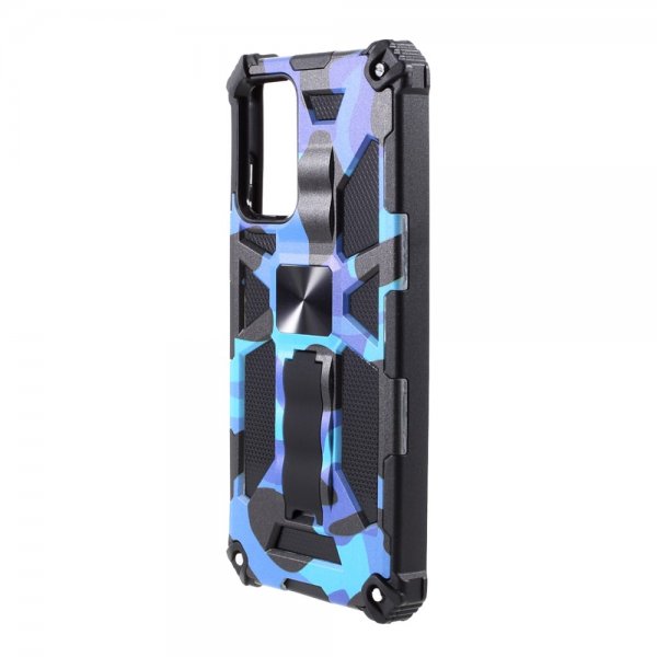 Samsung Galaxy A72 Skal med Metallplatta Stativfunktion Camouflage Blå