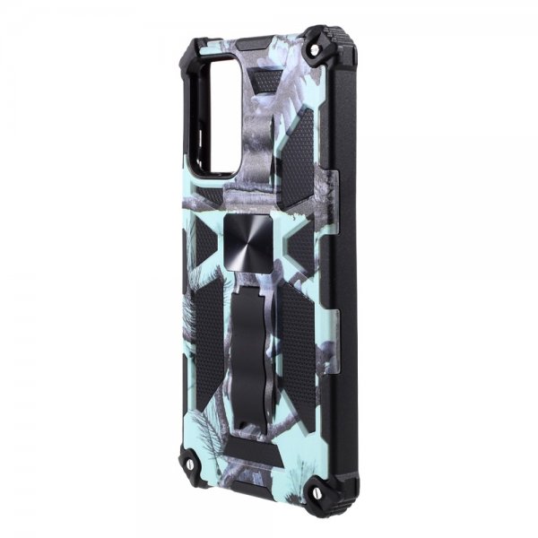 Samsung Galaxy A72 Skal med Metallplatta Stativfunktion Camouflage Ljusblå