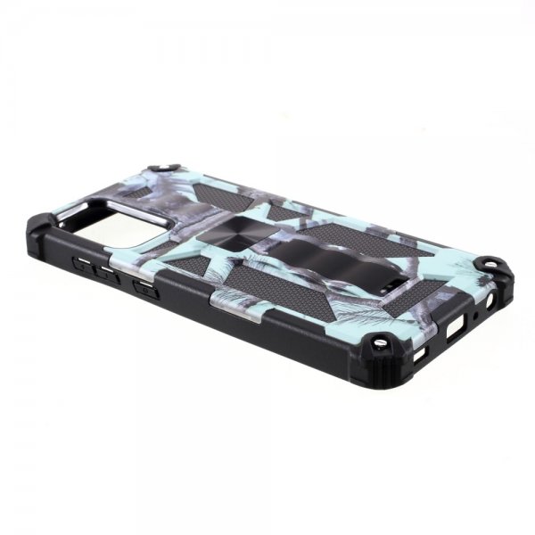Samsung Galaxy A72 Skal med Metallplatta Stativfunktion Camouflage Ljusblå