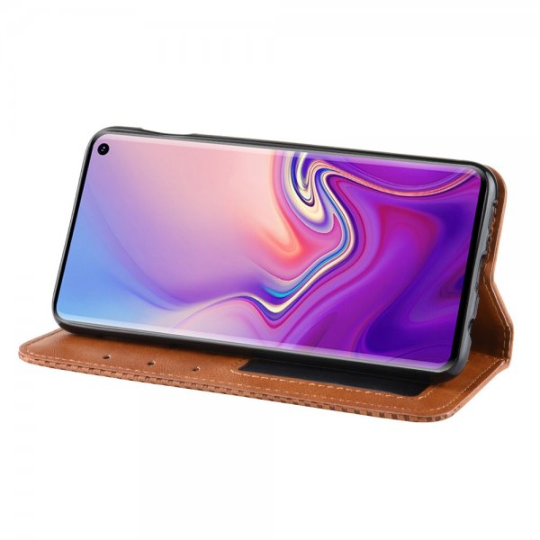 Samsung Galaxy S10E Plånboksfodral Vintage Rutmönster Brun