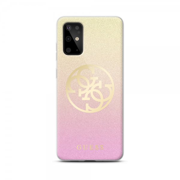 Guess Samsung Galaxy S20 Plus Skal Glitter Circle Guld Rosa