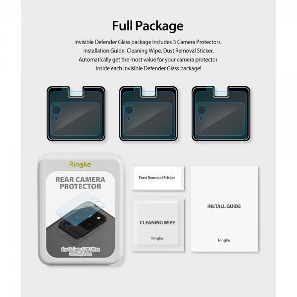 Ringke Samsung Galaxy S20 Ultra Kameraskydd Camera Protector Glass 3-pack