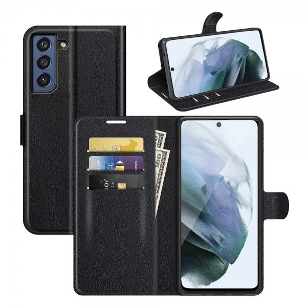 Samsung Galaxy S21 FE Fodral Litchi Svart
