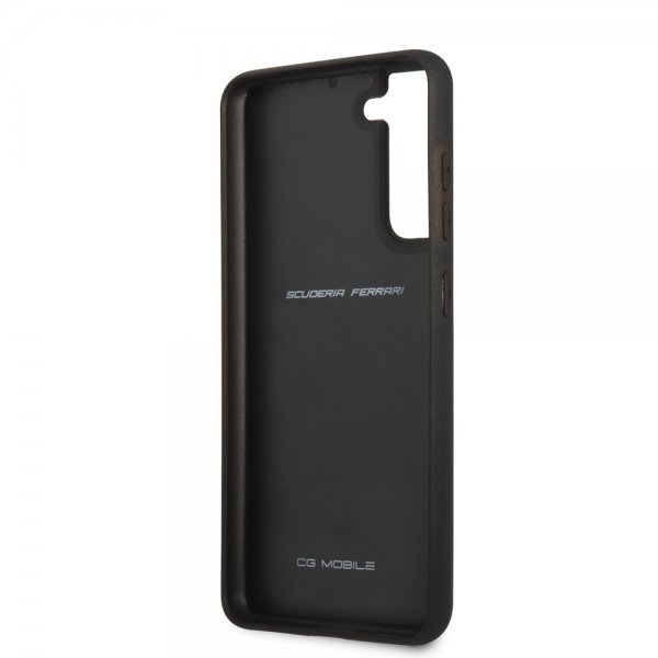Ferrari Samsung Galaxy S21 FE Skal Real Carbon Metal Logo Svart