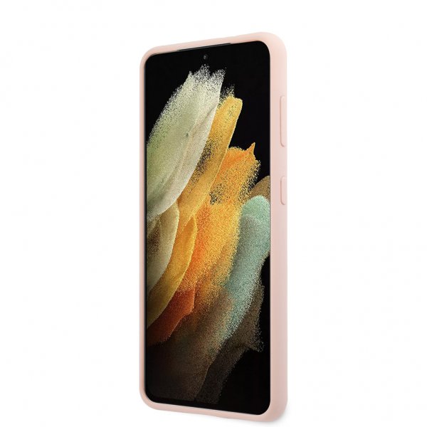 Guess Samsung Galaxy S21 Skal Metal Logo Rosa