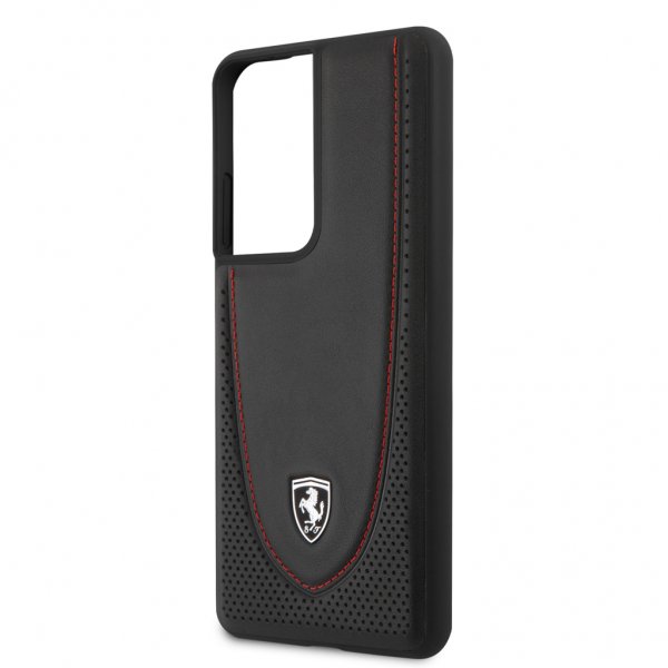 Ferrari Samsung Galaxy S21 Ultra Fodral Logo Perforerad Svart