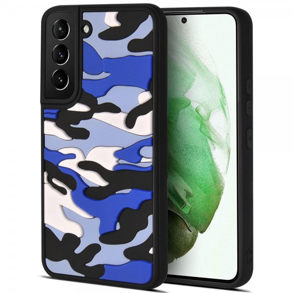Samsung Galaxy S22 Plus Skal 3D Kamouflage Blå
