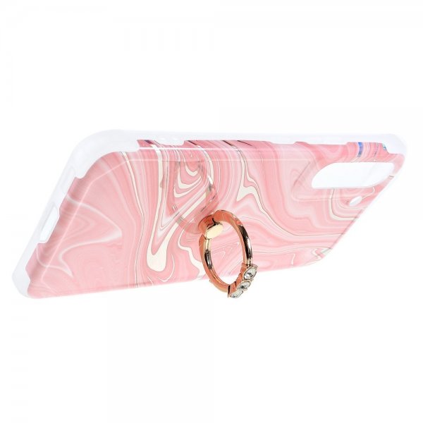 Samsung Galaxy S22 Plus Skal med Ring Marmormönster Rosa