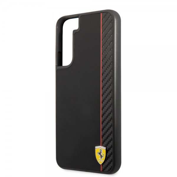 Ferrari Samsung Galaxy S22 Plus Skal Vertical Stripe Metal Logo Svart
