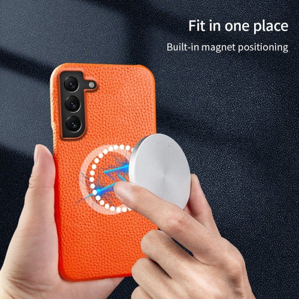 Samsung Galaxy S22 Skal Äkta Läder MagSafe Orange