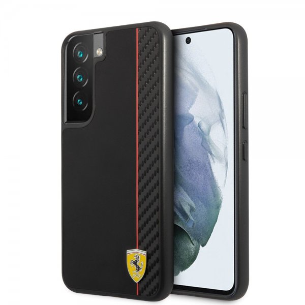 Ferrari Samsung Galaxy S22 Skal Vertical Stripe Metal Logo Svart