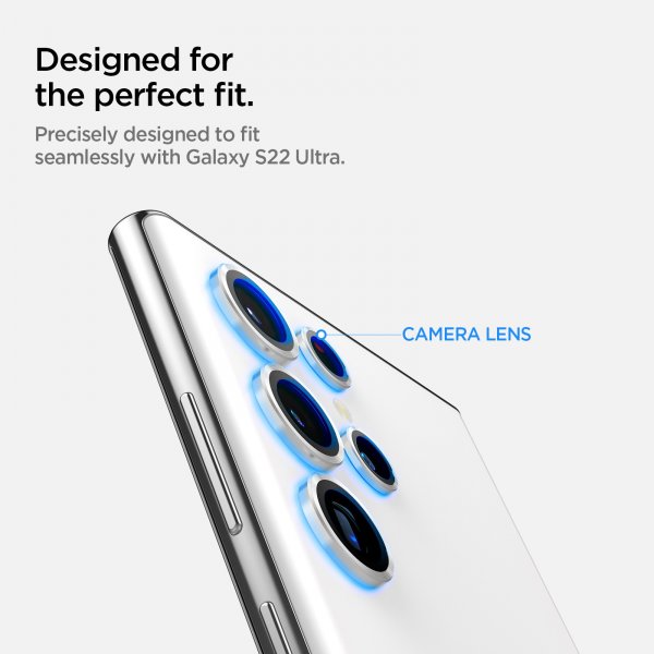Spigen Samsung Galaxy S22 Ultra Kameraskydd GLAS.tR EZ Fit Optik Pro 2-pack Phantom White